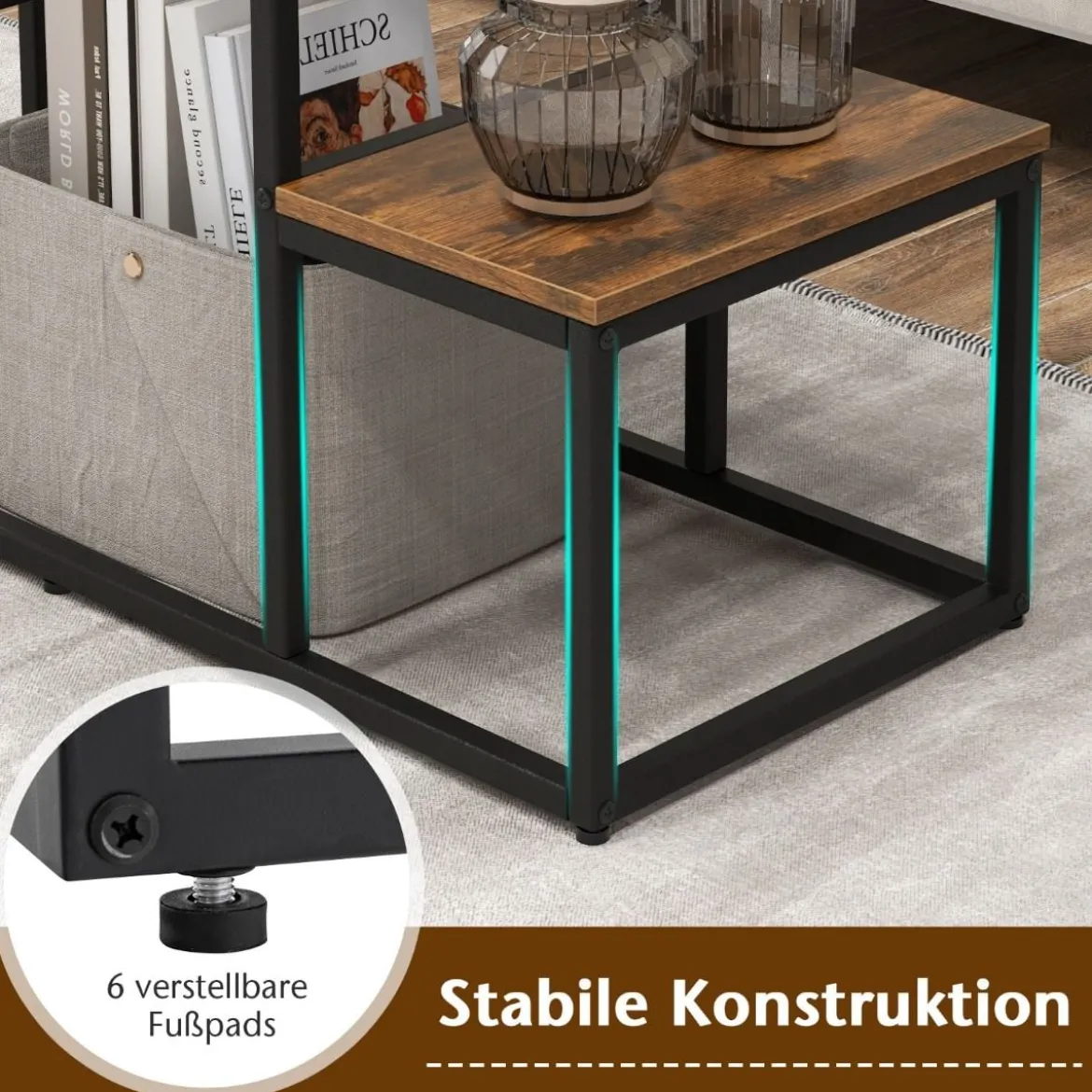 TV-Konsolentisch für 50-Zoll-Fernseher industrielle Medienkonsole mit offenen Ablagen 108 x 40 x 65 cm Rustikales Braun