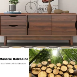 TV-Regal TV-Konsolenschrank für Fernseher bis zu 60 Zoll mit 2 Schubladen 120 x 45 x 45 cm Walnuss
