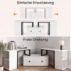 TV-Schrank aus Holz Lowboard mit 2 Großen Schubladen & 4 Offenen Seitenfächern Weiß