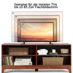 TV-Schrank Fernsehschrank Holz TV-Ständer Fernseher mit Regalen 147 x 40 x 61 cm Braun