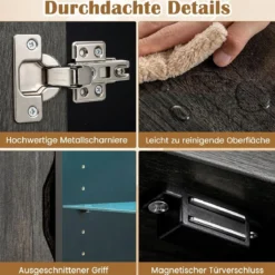 TV-Schrank Fernsehschrank mit Ablagefläche & 3 Offenen Fächer bis zu 65 Zoll Schwarz