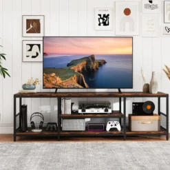 TV Schrank für Fernseher bis zu 65 Zoll Freistehendes Lowboard Industrie Fernsehtisch
