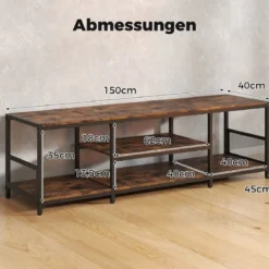 TV Schrank für Fernseher bis zu 65 Zoll Freistehendes Lowboard Industrie Fernsehtisch