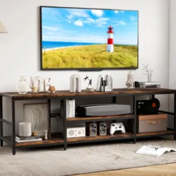 TV Schrank für Fernseher bis zu 65 Zoll Freistehendes Lowboard Industrie Fernsehtisch