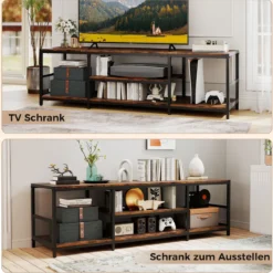 TV Schrank für Fernseher bis zu 65 Zoll Freistehendes Lowboard Industrie Fernsehtisch