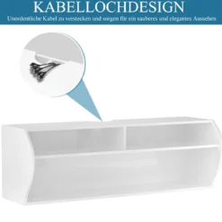 TV Schrank hängend und freistehend Fernsehschrank Holz modern mit 3 offenen Fächern Kommode Weiß
