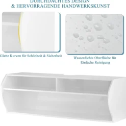 TV Schrank hängend und freistehend Fernsehschrank Holz modern mit 3 offenen Fächern Kommode Weiß