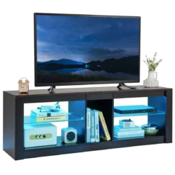 TV Schrank mit LED Beleuchtung für Fernseher bis 65 Zoll Modernes Entertainment Center