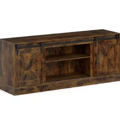 TV Schrank mit 2 Schiebetüren & Verstellbaren Regalen TV-Ständer für bis 70" Fernseher Lowboard