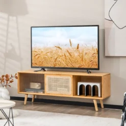 TV-Schrank Moderner TV-Ständer für Fernseher bis 55 Zoll 120,5 x 31 x 45,5 cm Natur