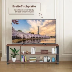TV-Ständer Fernseher Fernsehtisch mit Regale Sideboard Wohnzimmerschrank Braun