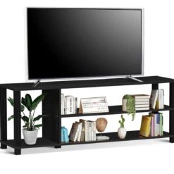 TV-Ständer Fernseher Fernsehtisch mit Regale Sideboard Wohnzimmerschrank Schwarz