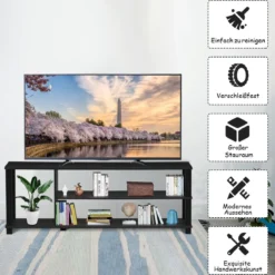 TV-Ständer Fernseher Fernsehtisch mit Regale Sideboard Wohnzimmerschrank Schwarz