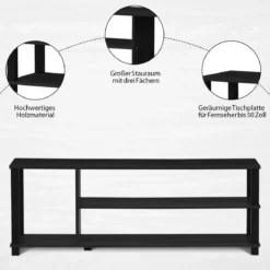 TV-Ständer Fernseher Fernsehtisch mit Regale Sideboard Wohnzimmerschrank Schwarz