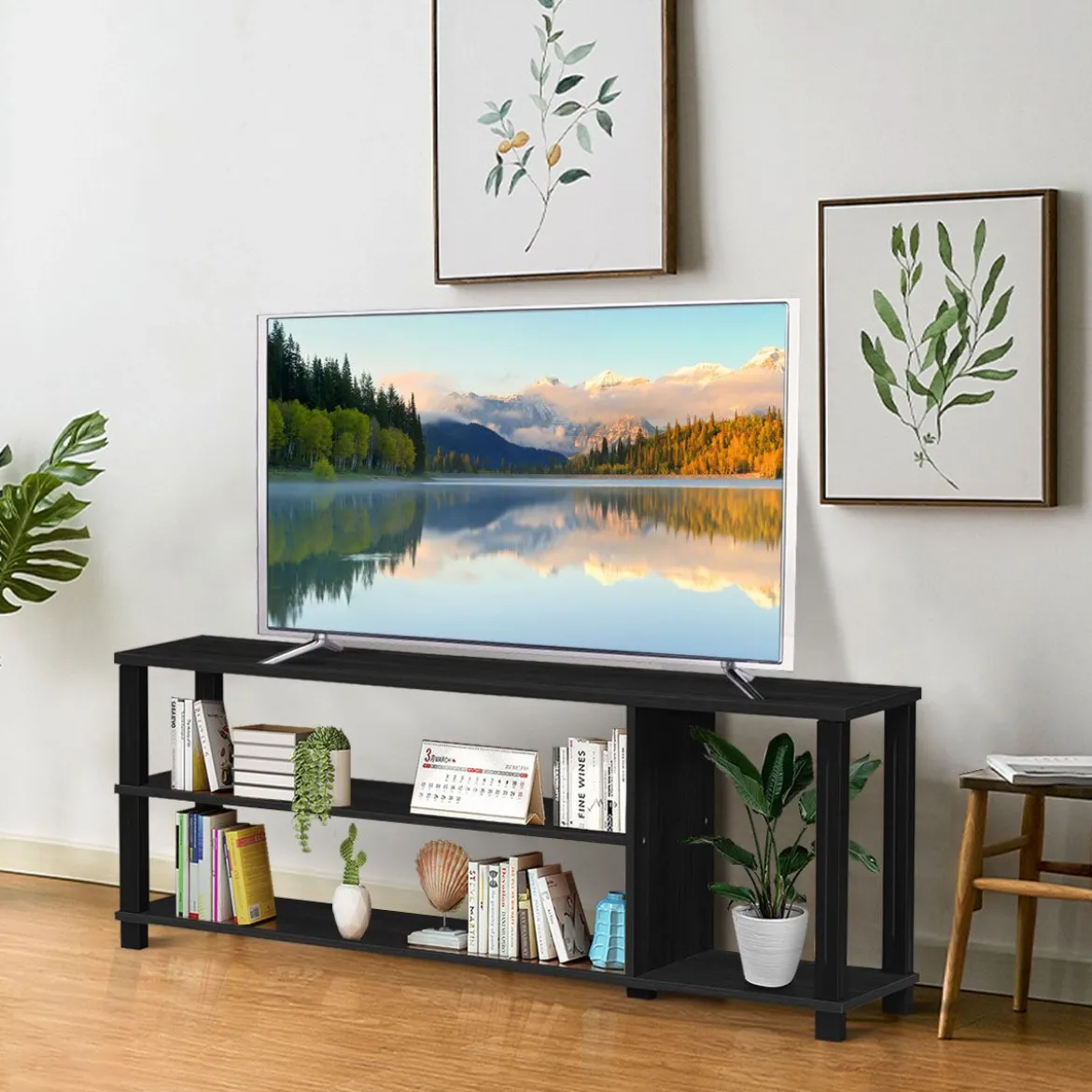 TV-Ständer Fernseher Fernsehtisch mit Regale Sideboard Wohnzimmerschrank Schwarz