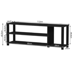 TV-Ständer Fernseher Fernsehtisch mit Regale Sideboard Wohnzimmerschrank Schwarz