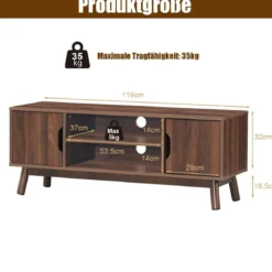 TV-Ständer Fernsehschrank Holz für TVs bis zu 50" Fernsehtisch mit offenem Regal Walnuss