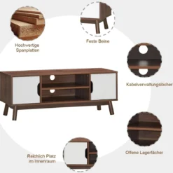 TV-Ständer Fernsehschrank Holz für TVs bis zu 50" Fernsehtisch mit offenem Regal Weiß