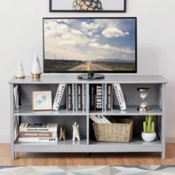 TV-Ständer für TVs 3-stufige Industrielle Kommode für Wohnzimmer 120 x 41 x 60 cm Grau