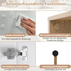TV-Ständer für 80 Zoll Fernseher mit Ablagefächern & Schränken & Metallbeinen TV-Schrank Weiß
