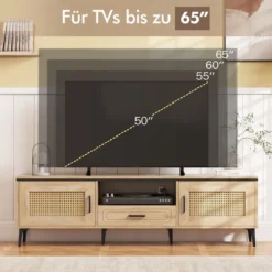 TV-Ständer für 65 Zoll Fernsehgeräte TV-Schrankmit 2 Türen & Schublade Lowboard Fernsehschrank