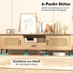 TV-Ständer für 65 Zoll Fernsehgeräte TV-Schrankmit 2 Türen & Schublade Lowboard Fernsehschrank