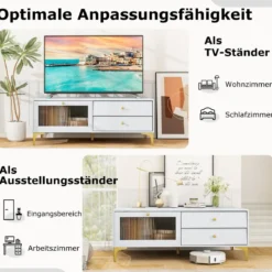 TV-Ständer für 55 Zoll Fernseh mit Schubladen Konsolenschrank Fernsehschrank TV Konsole