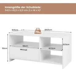 TV Ständer TV-Schrank für Fernseher mit offenen Fächern und Schublade 104,5 x 51,5 x 52 cmWeiß