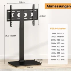 TV Ständer TV Standfuss für 32-70 Zoll Fernseher bis 50 kg Fernsehständer Höhenverstellbar Schwarz