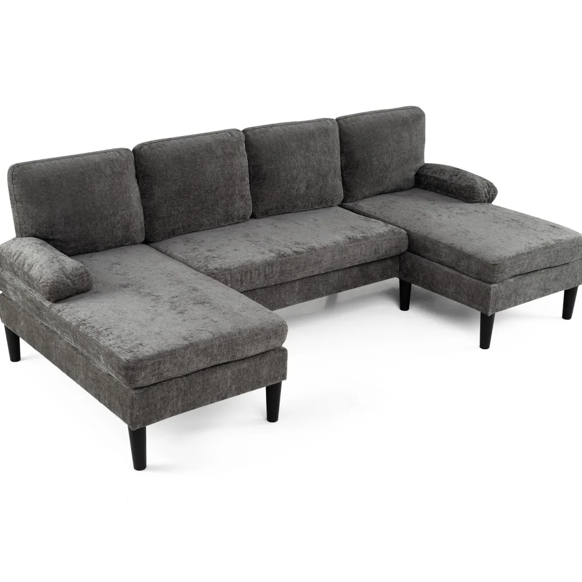 U-förmige Couch für 5-6 Sitzer Clound Ecksofa mit Bezug aus Cordstoff Modernes Schlafsofa Grau