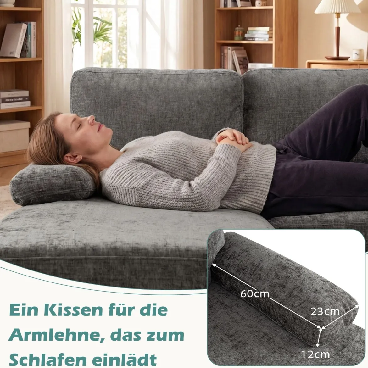 U-förmige Couch für 5-6 Sitzer Clound Ecksofa mit Bezug aus Cordstoff Modernes Schlafsofa Grau