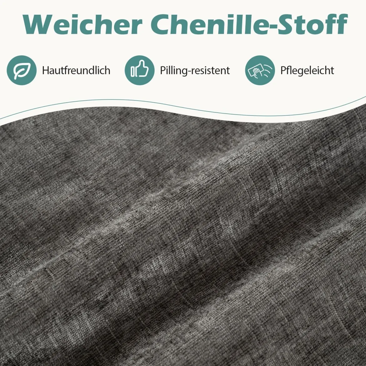 U-förmige Couch für 5-6 Sitzer Clound Ecksofa mit Bezug aus Cordstoff Modernes Schlafsofa Grau