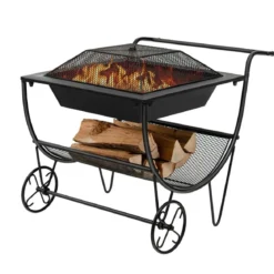 U-förmiges Kaminholzregal Metall Brennholzregal Feuerholzregal 75,5 x 58,5 x 56,5 cm Schwarz