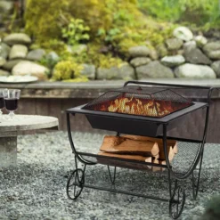 U-förmiges Kaminholzregal Metall Brennholzregal Feuerholzregal 75,5 x 58,5 x 56,5 cm Schwarz