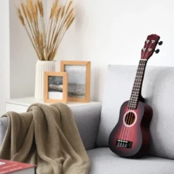 Ukulelen-Set Professionelles Ukulelen-Set aus Holz mit Tragetasche 17,5 x 6 x 53 cm Rot
