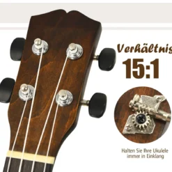 Ukulele Ukulelen-Set mit Tragetasche Gitarreninstrument 17,5 x 6 x 53 cm Braun