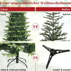 Unbeleuchteter Künstlicher Weihnachtsbaum mit 1462 PE- & PVC-Zweigen & Metallständer 180 cm