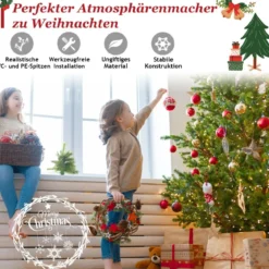 Unbeleuchteter Künstlicher Weihnachtsbaum mit 1462 PE- & PVC-Zweigen & Metallständer 180 cm