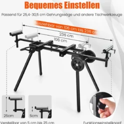 Universal-Sägeständer für Gehrungssägen Tragbarer Sägeständer mit Praktischem Klemmsystem Schwarz