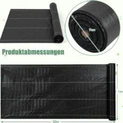Unkrautvlies 50m² Gartenvlies gegen Unkraut Unkrautfolie PP Schwarz 50 x 1m-100 g/m²