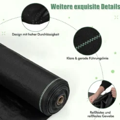 Unkrautvlies 50m² Gartenvlies gegen Unkraut Unkrautfolie PP Schwarz 25 x 2m-100 g/m²