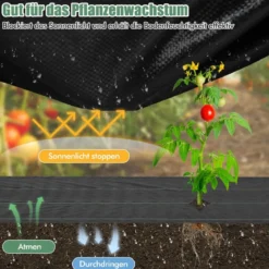 Unkrautvlies 50m² Gartenvlies gegen Unkraut Unkrautfolie PP Schwarz 25 x 2m-100 g/m²