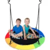 Untertassenschaukel mit 100 cm Durchmesser bis 300kg belastbar LED-Schaukel für Kinder & Erwachsene Regenbogenfarbe