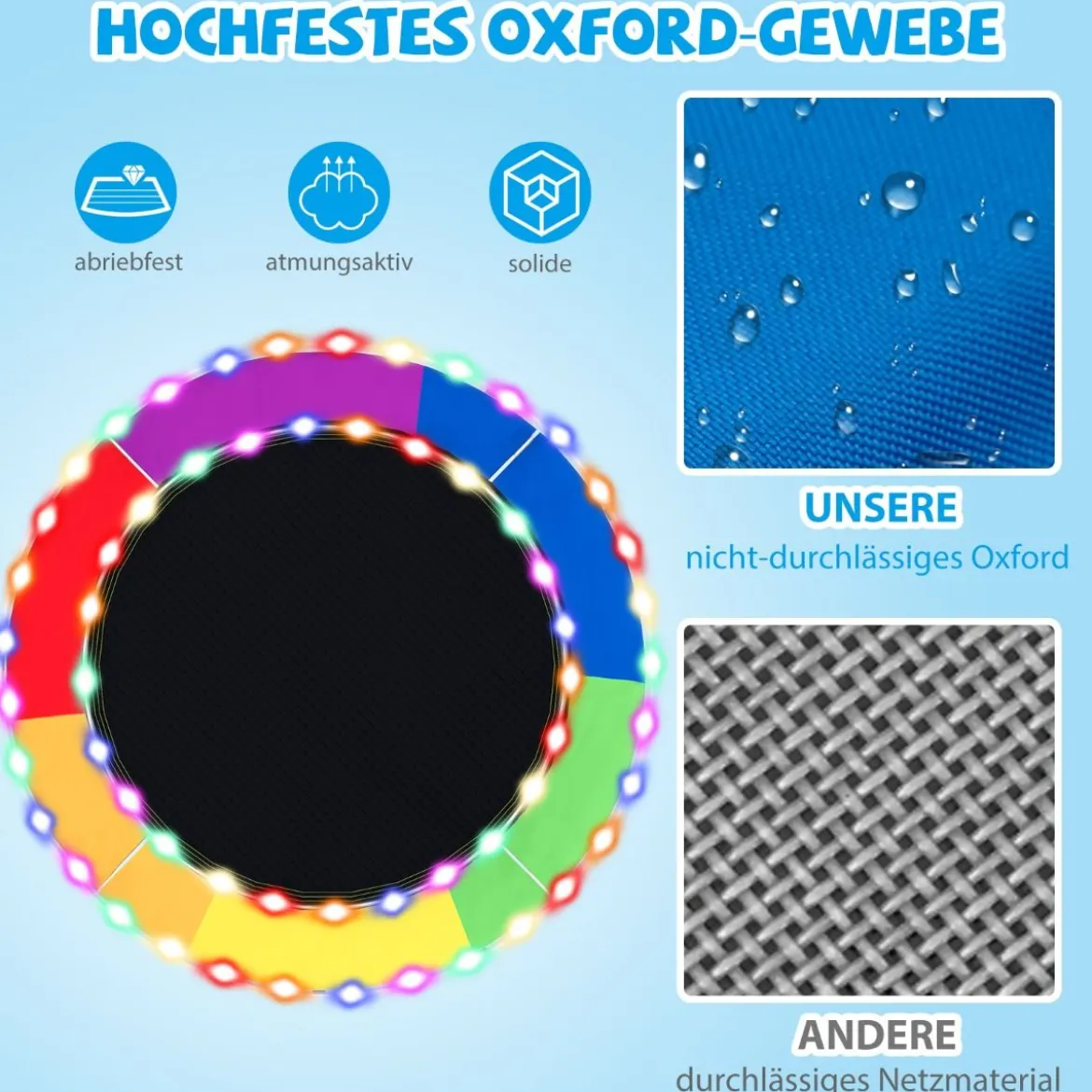 Untertassenschaukel mit 100 cm Durchmesser bis 300kg belastbar LED-Schaukel für Kinder & Erwachsene Regenbogenfarbe