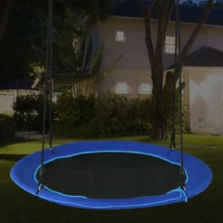 Untertassenschaukel mit 100 cm Durchmesser bis 300kg belastbar LED-Schaukel für Kinder & Erwachsene Blau