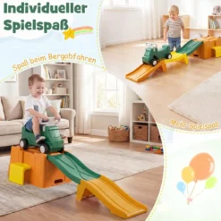 Up & Down Roller Coaster Erweiterbare Kinderachterbahn Grün + Gelb + Orange