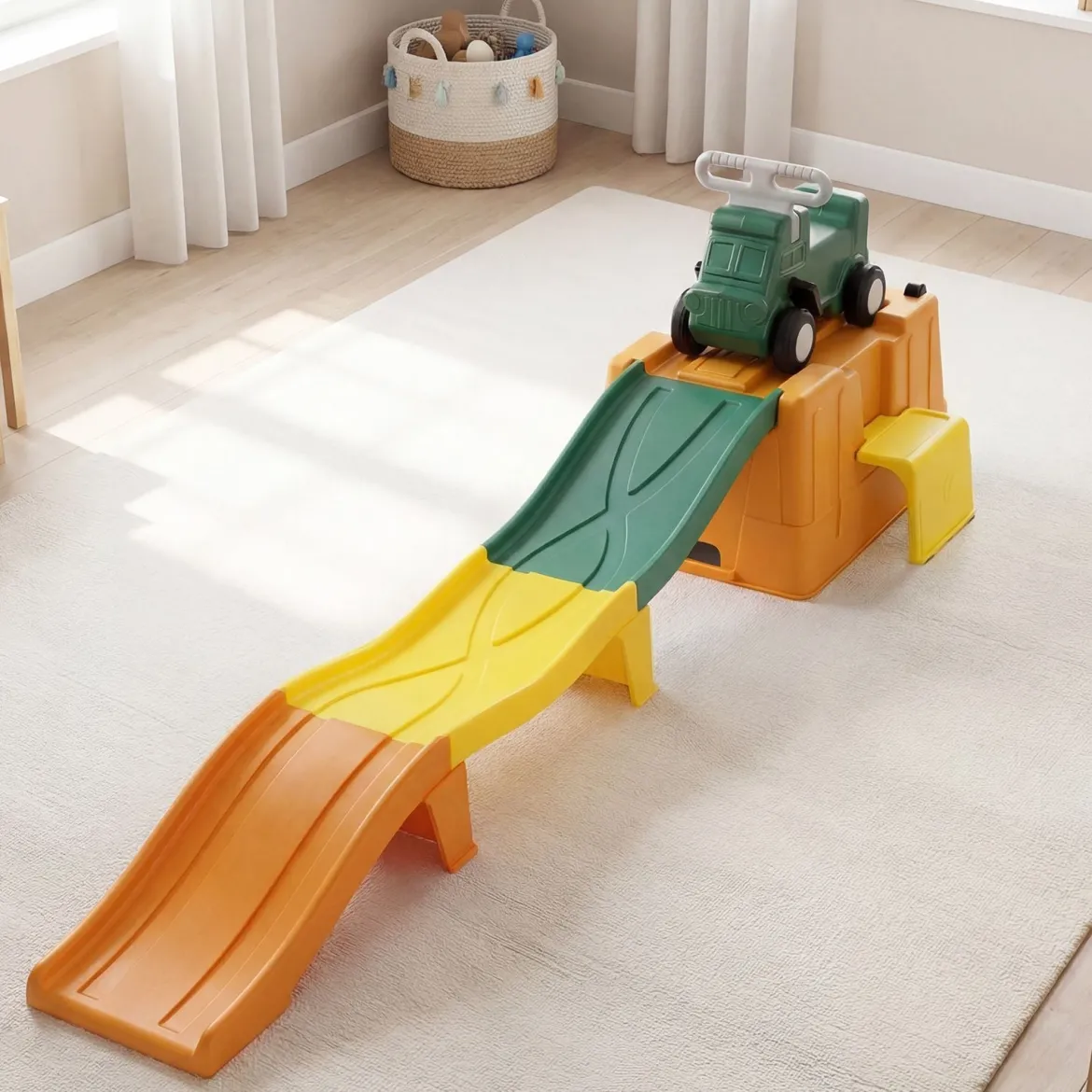 Up & Down Roller Coaster Erweiterbare Kinderachterbahn Grün + Gelb + Orange
