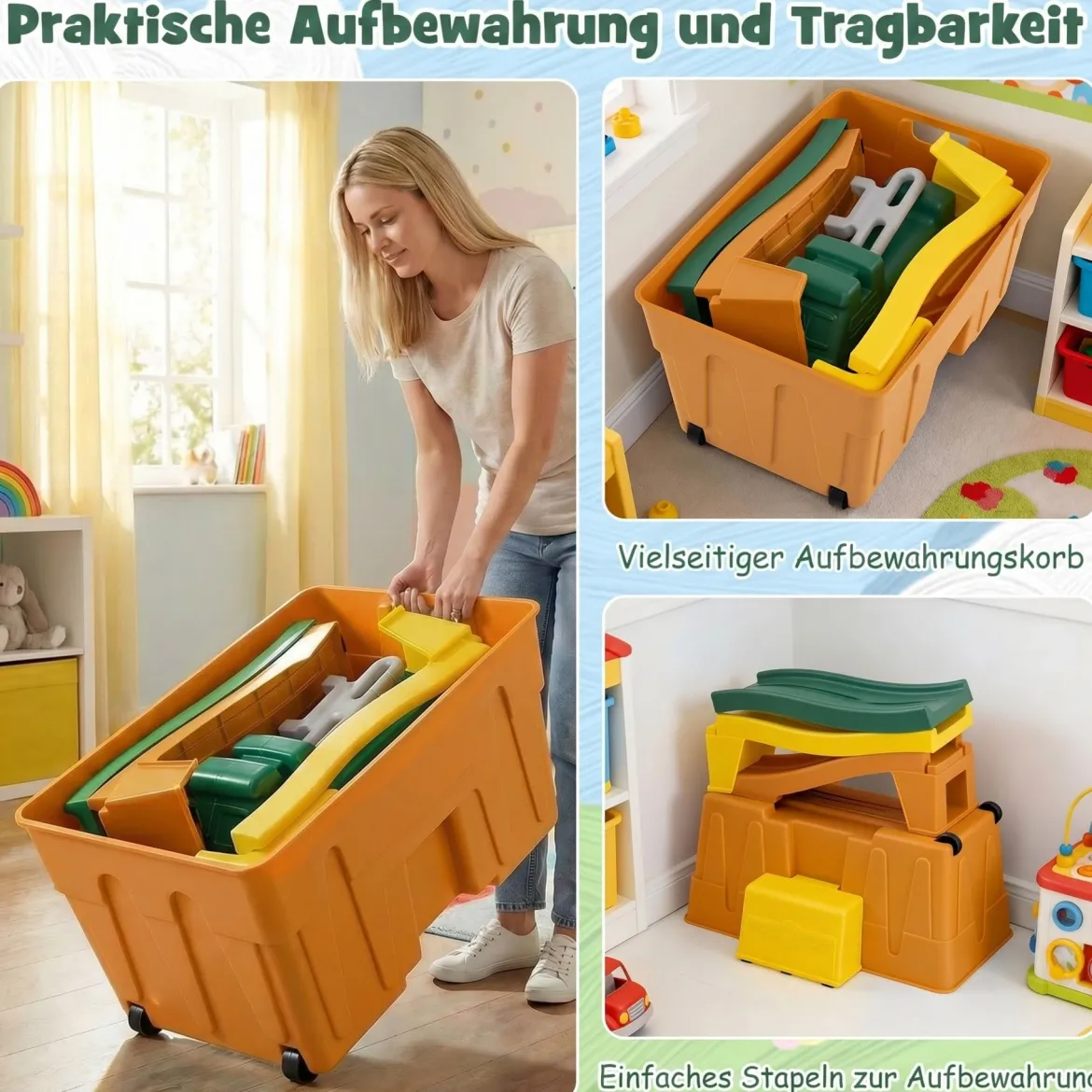 Up & Down Roller Coaster Erweiterbare Kinderachterbahn Grün + Gelb + Orange