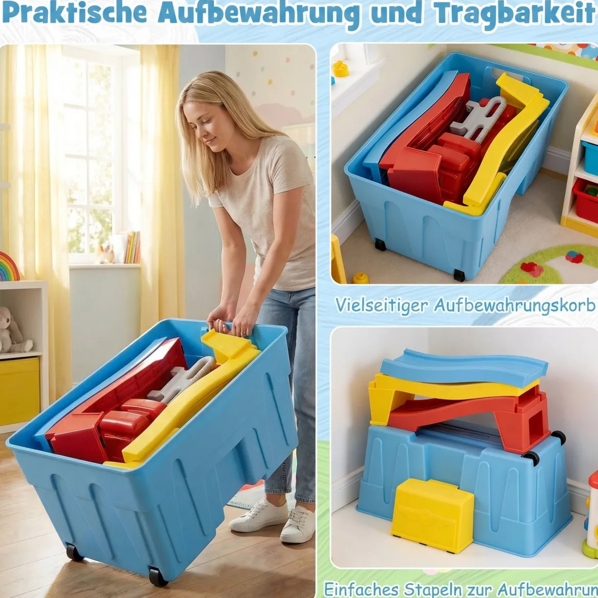Up & Down Roller Coaster Erweiterbare Kinderachterbahn Blau + Gelb + Rot