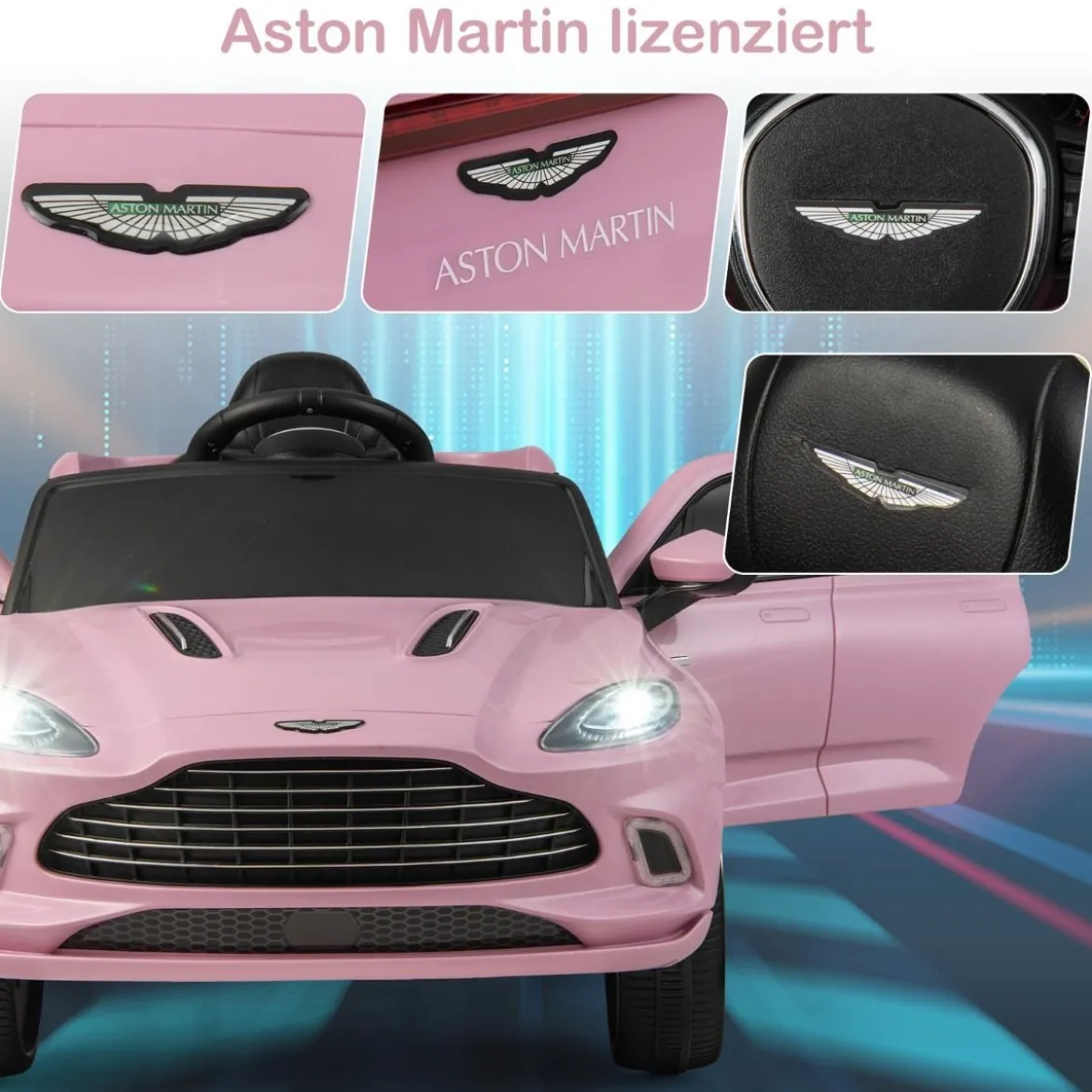 12V Aston Martin DBX Kinderauto mit 2,4G-Fernbedienung 1,4-2,5 km/h Rosa